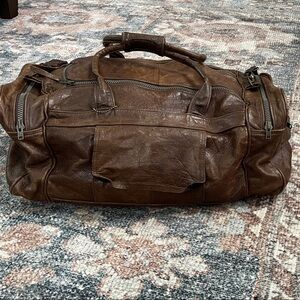 Handcrafted Leather Duffle Bag with Shoulder Strap